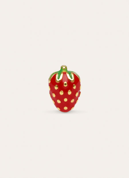Orecchino Singolo Fragola Placcato Oro