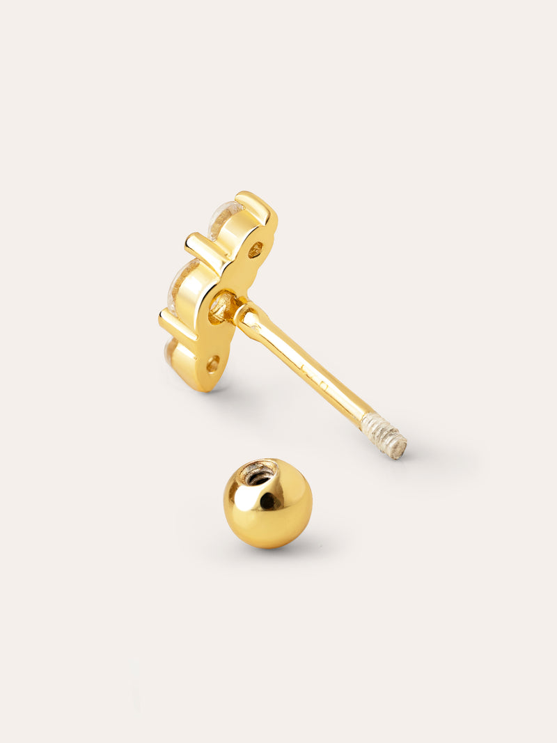 Brinco Individual Freesia Spark Prata Banho de Ouro