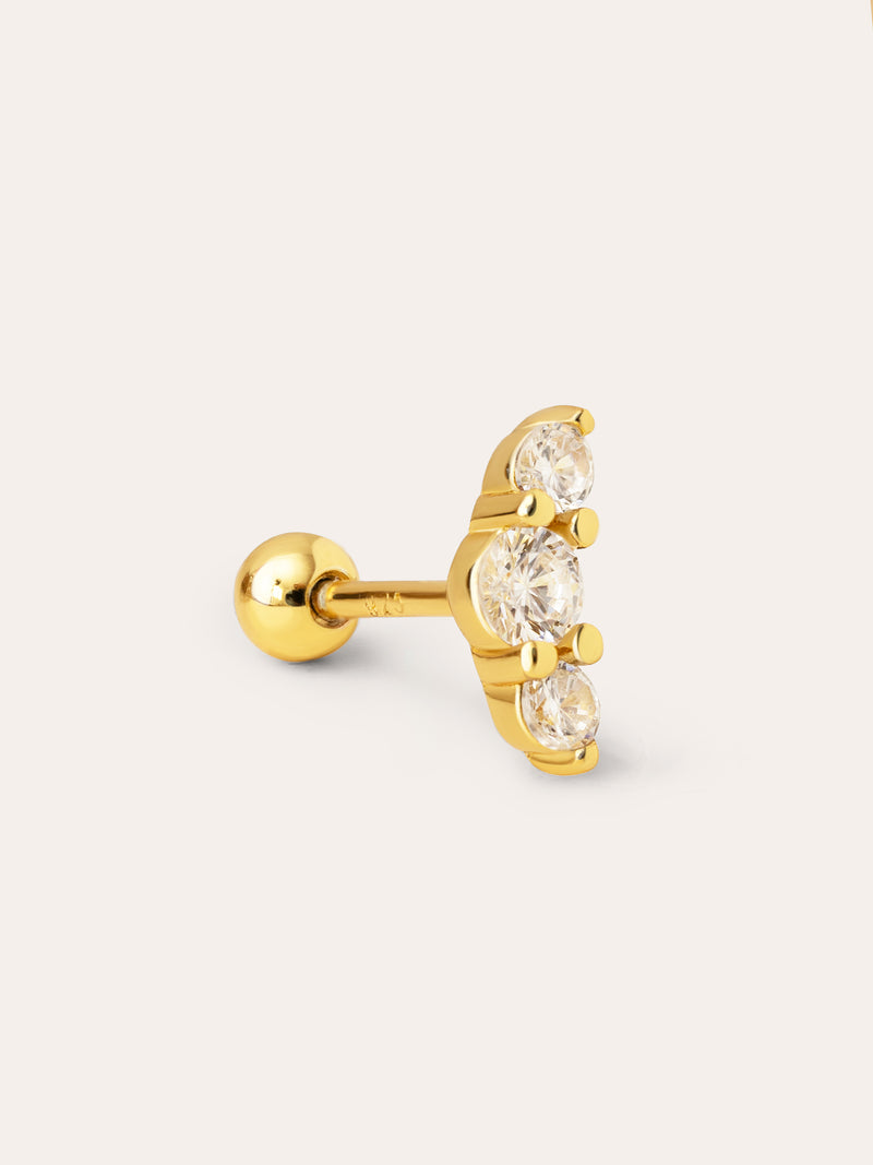 Brinco Individual Freesia Spark Prata Banho de Ouro