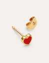 Imagen detalle de Pendiente Suelto Heart Red Enamel Baño Oro