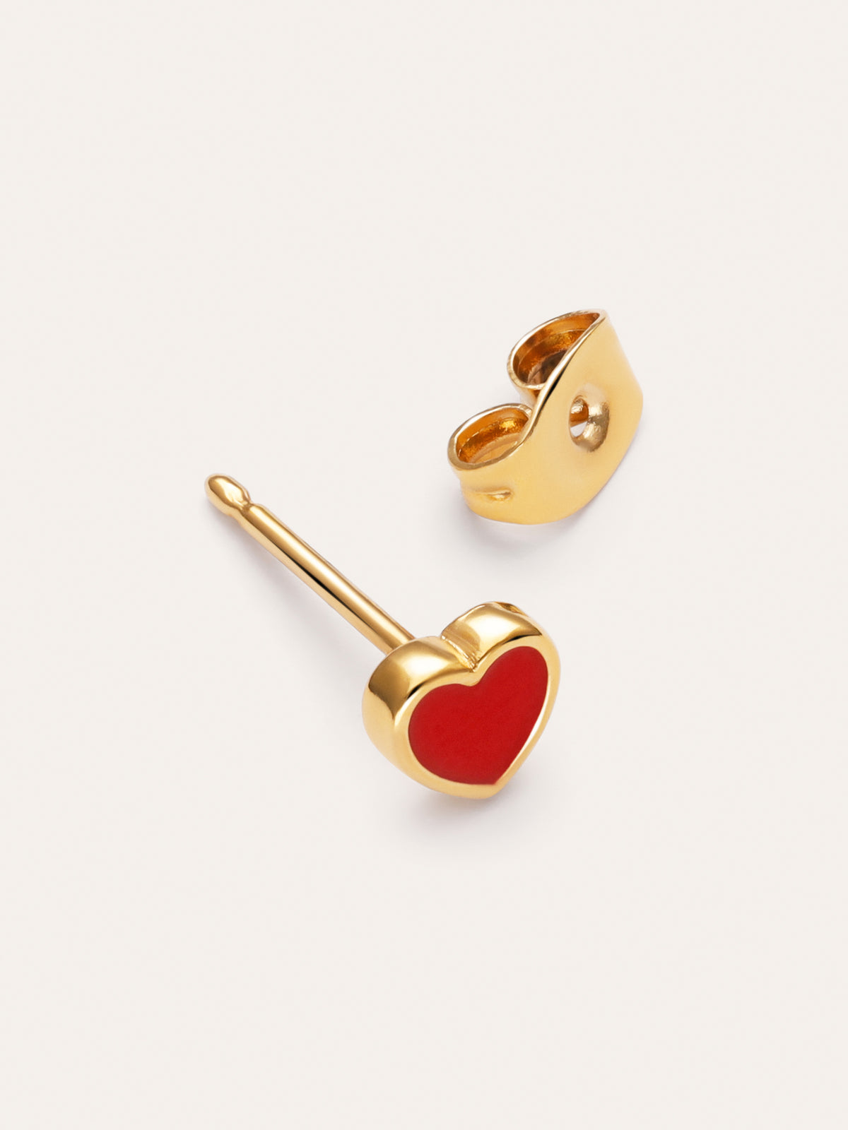 Imagen detalle de Pendiente Suelto Heart Red Enamel Baño Oro