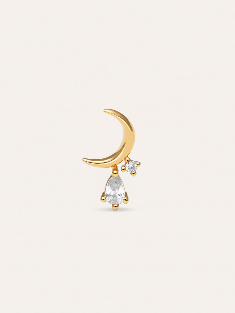 Pendiente Suelto Luna Spark Plata Baño Oro