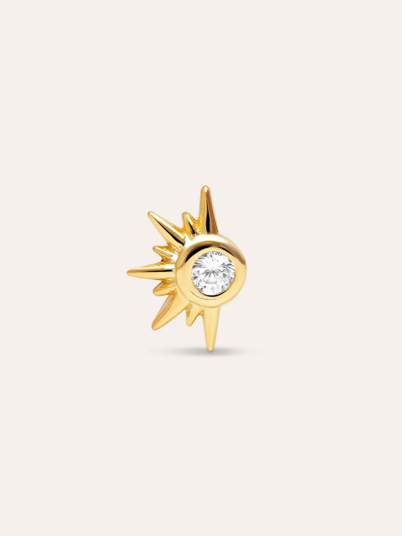 Brinco Individual Solar Prata Banho de Ouro