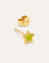 Pendiente Suelto Star Enamel Plata Baño Oro