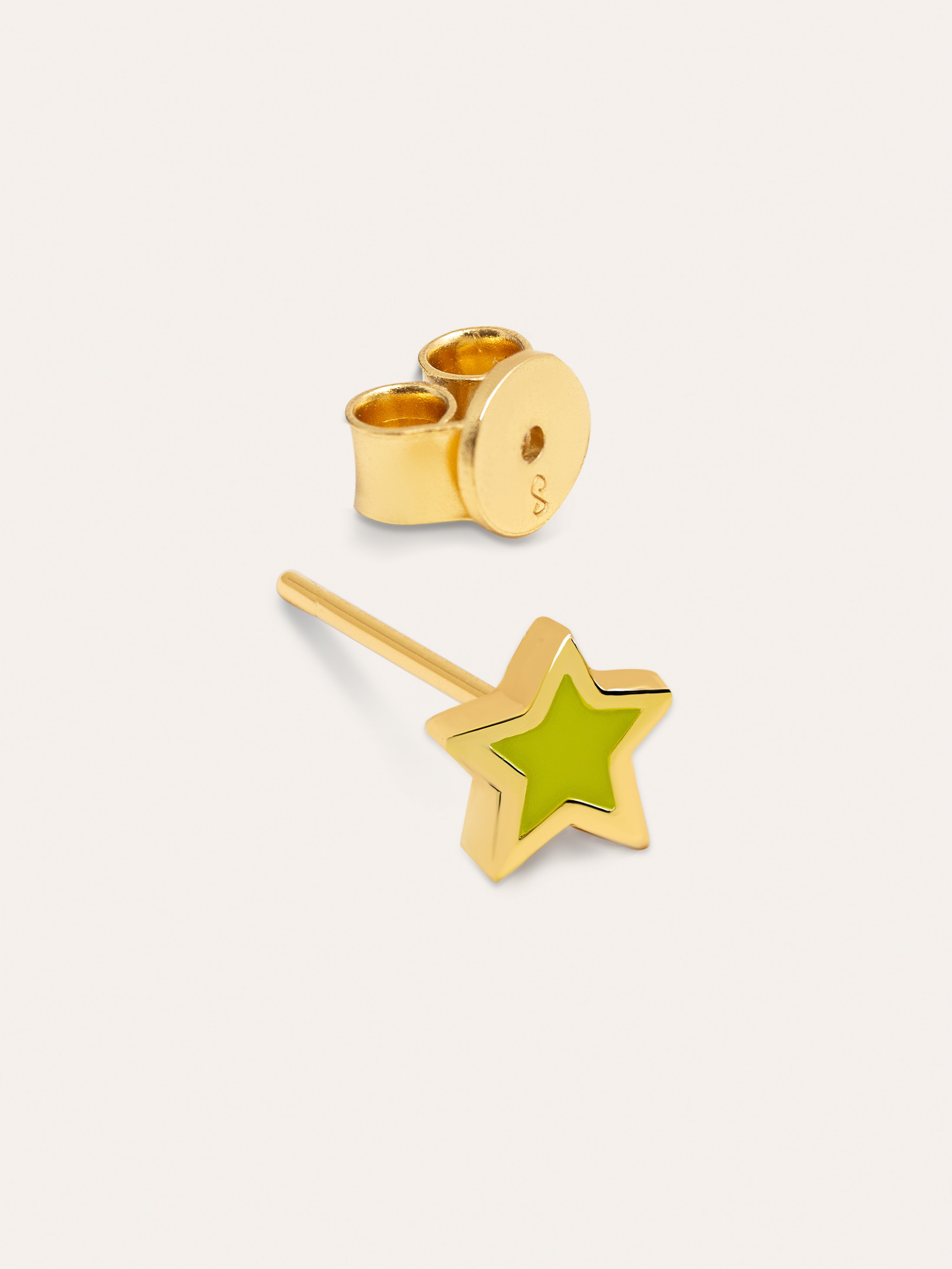 Pendiente Suelto Star Enamel Plata Baño Oro