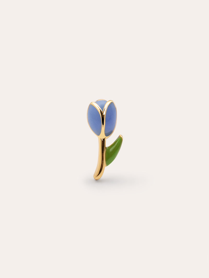Brinco Individual Tulipa Prata Banho de Ouro