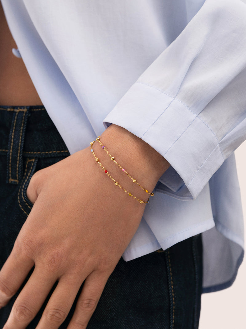 Pack 2 Pulseiras Amizade Colores Aço Banho de Ouro