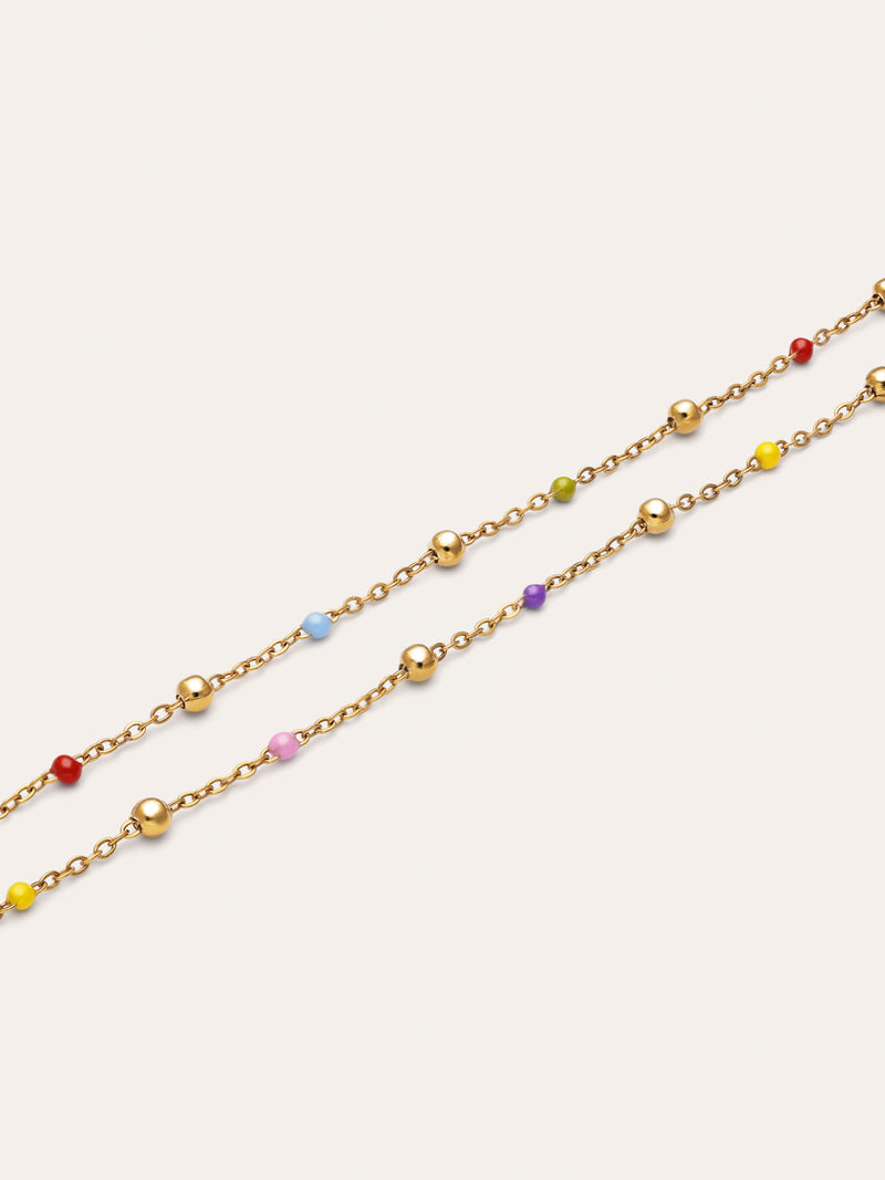 Pack 2 Pulseiras Amizade Colores Aço Banho de Ouro