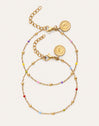 Pack 2 Pulseiras Amizade Colores Aço Banho de Ouro