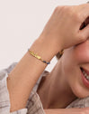 Pulseira Abuela Heart Cianita Aço Banho de Ouro