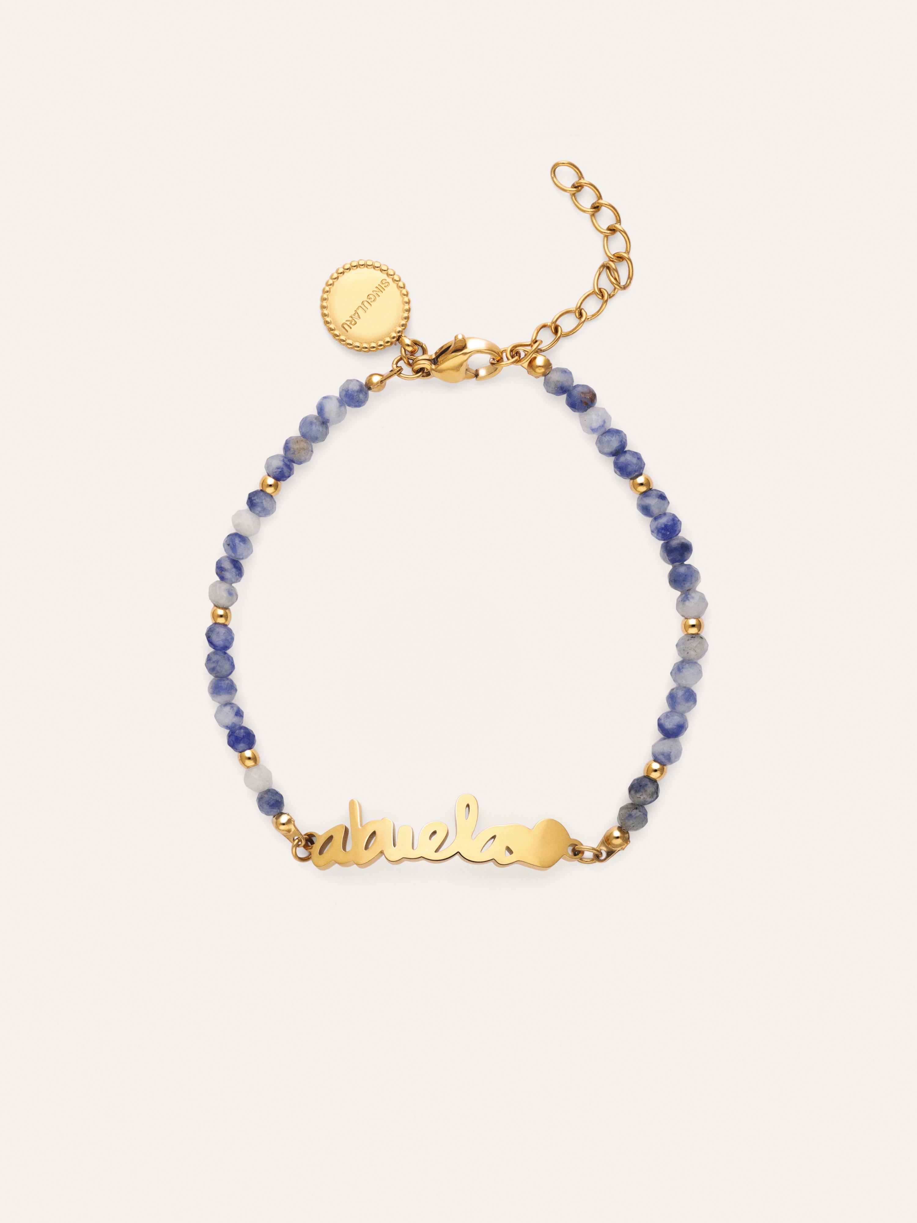 Pulseira Abuela Heart Cianita Aço Banho de Ouro