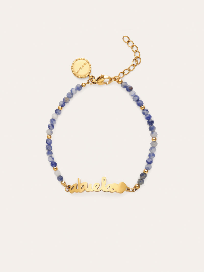 Pulseira Abuela Heart Cianita Aço Banho de Ouro
