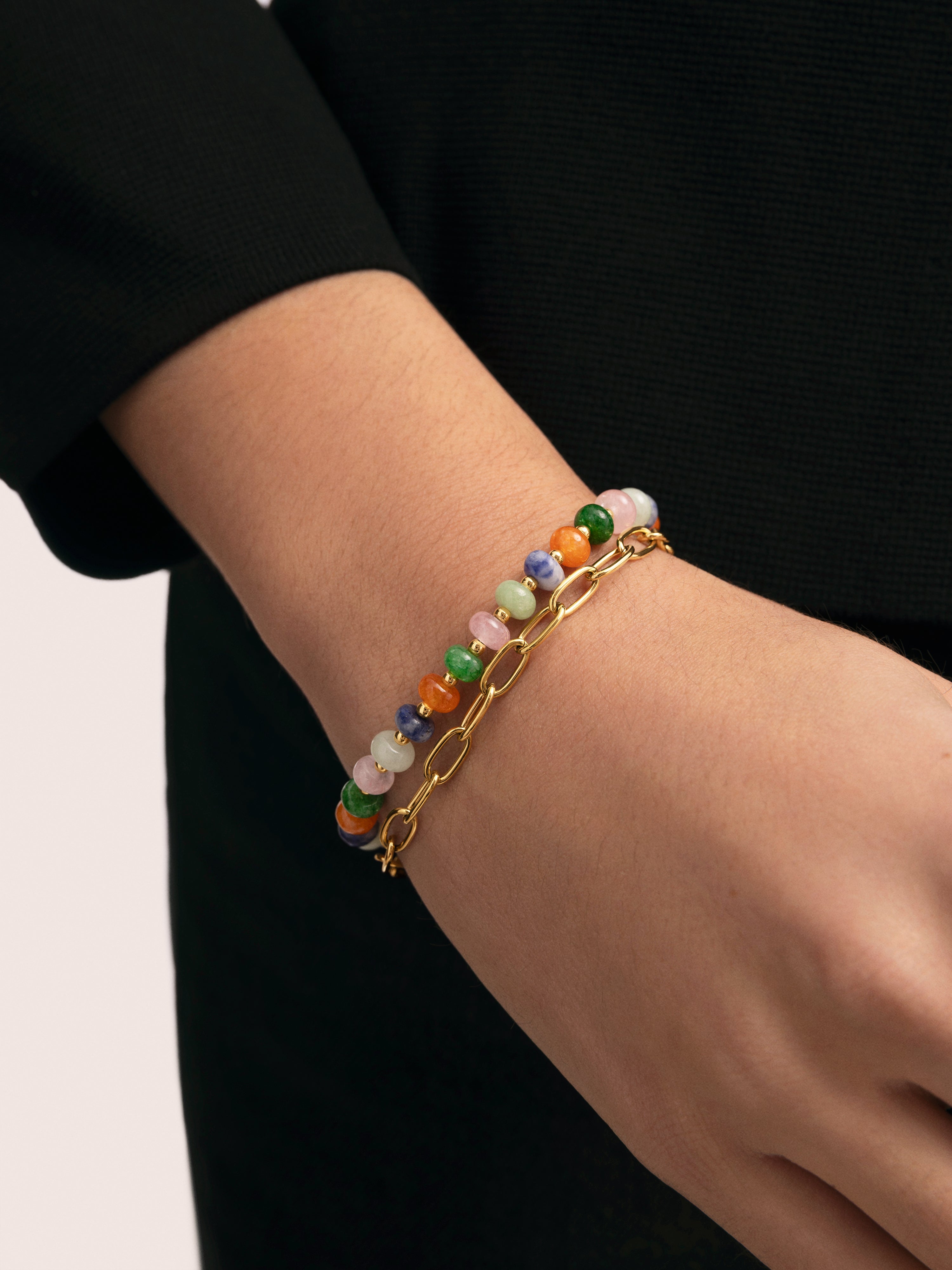 Pulsera Alpine Stones Acero Baño Oro