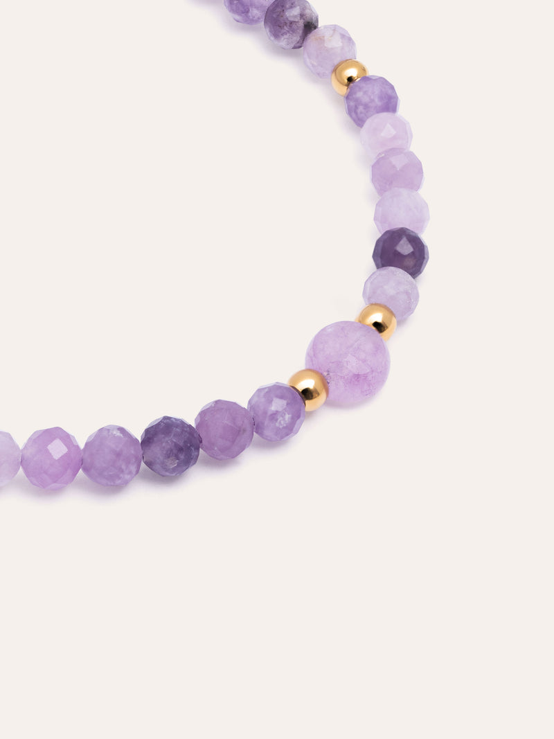 Pulseira Amulet Amatista Aço Banho de Ouro