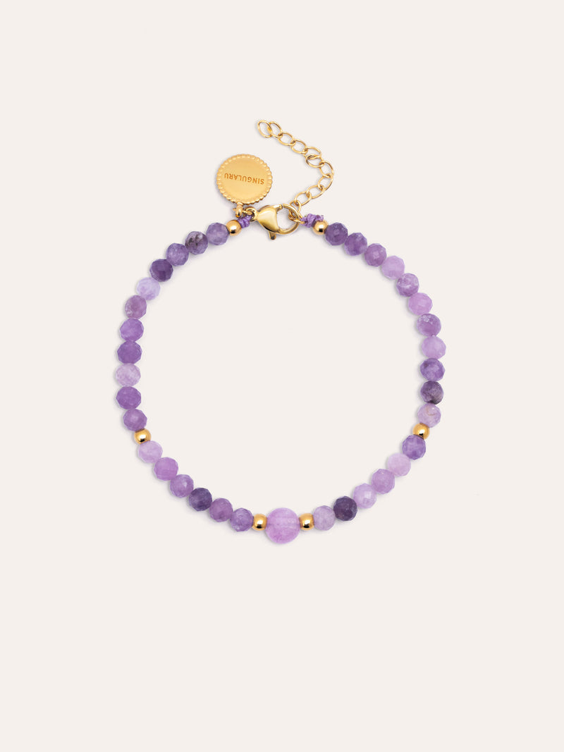 Pulseira Amulet Amatista Aço Banho de Ouro