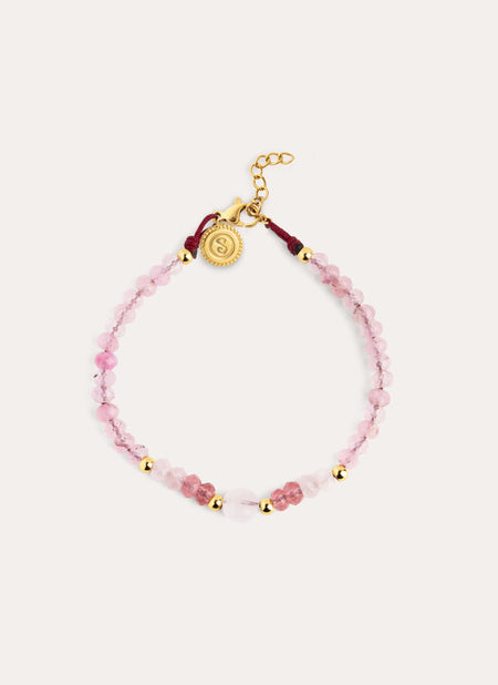 Pulsera Amulet Rose Quartz Acero Baño Oro