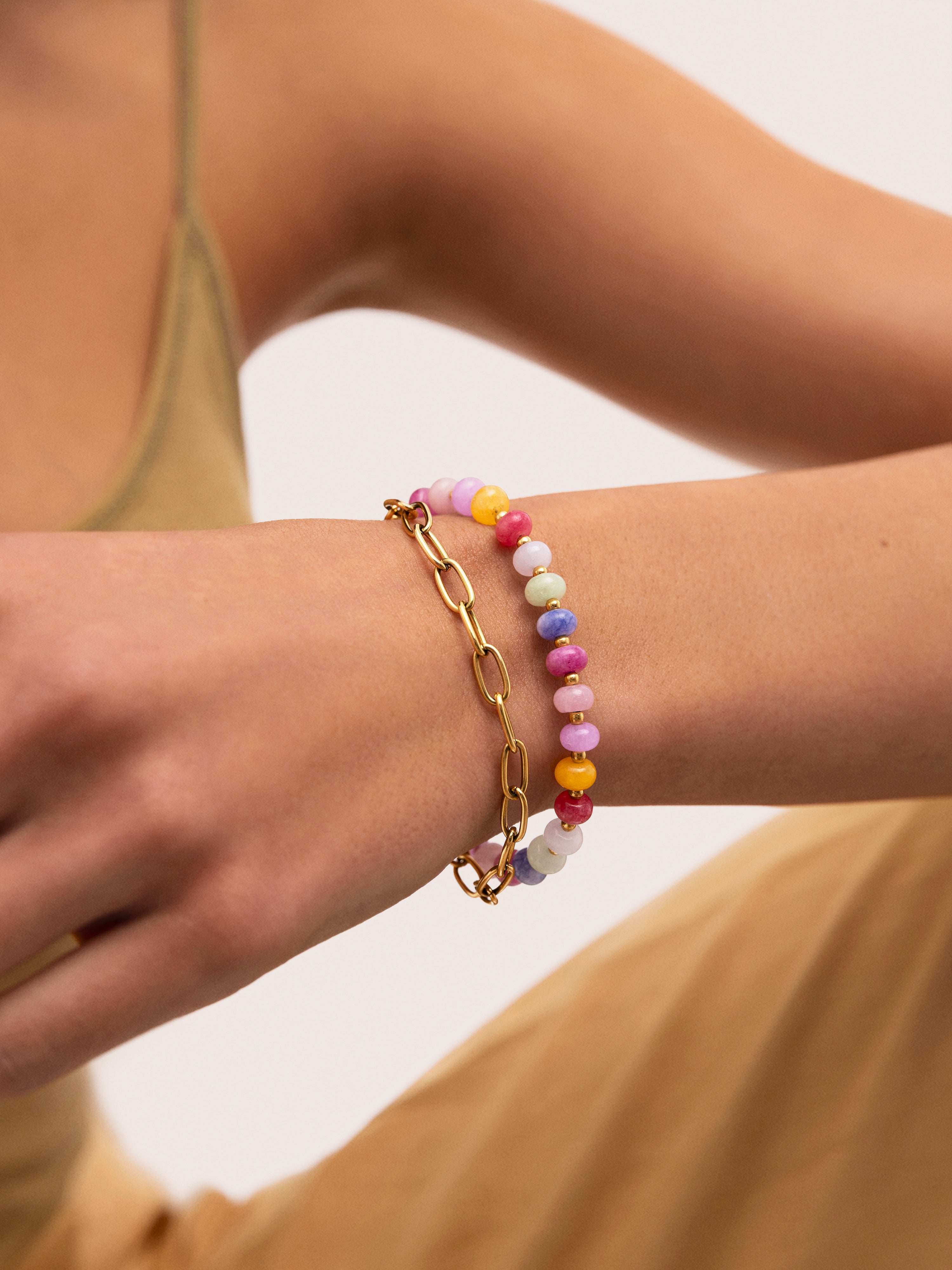 Pulsera Bali Chic Steine Edelstahl mit 18kt Goldbeschichtung