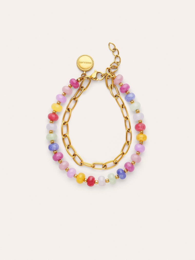 Pulsera Bali Chic Steine Edelstahl mit 18kt Goldbeschichtung