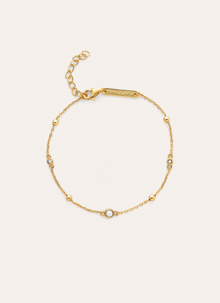 Pulsera Birthstone Plata Baño Oro