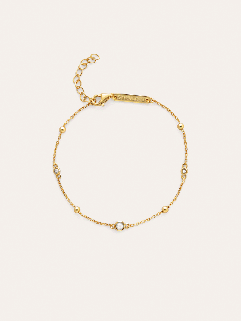 Pulseira Birthstone Prata Banho de Ouro