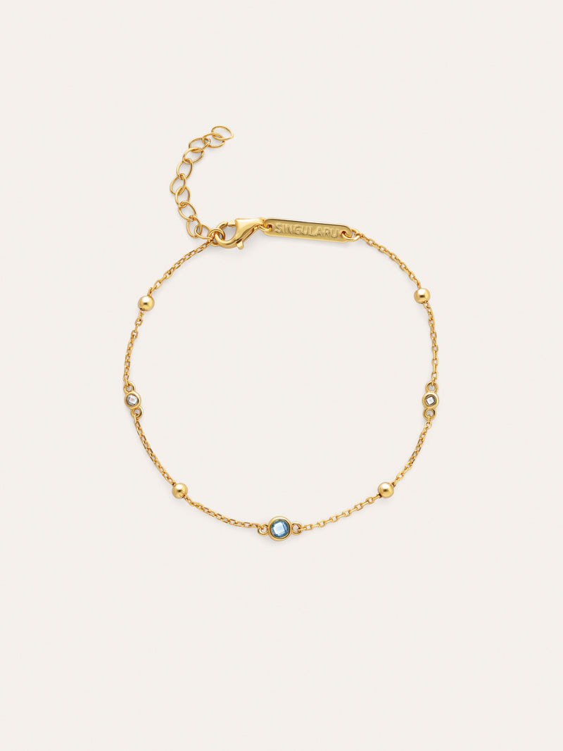 Pulseira Birthstone Prata Banho de Ouro