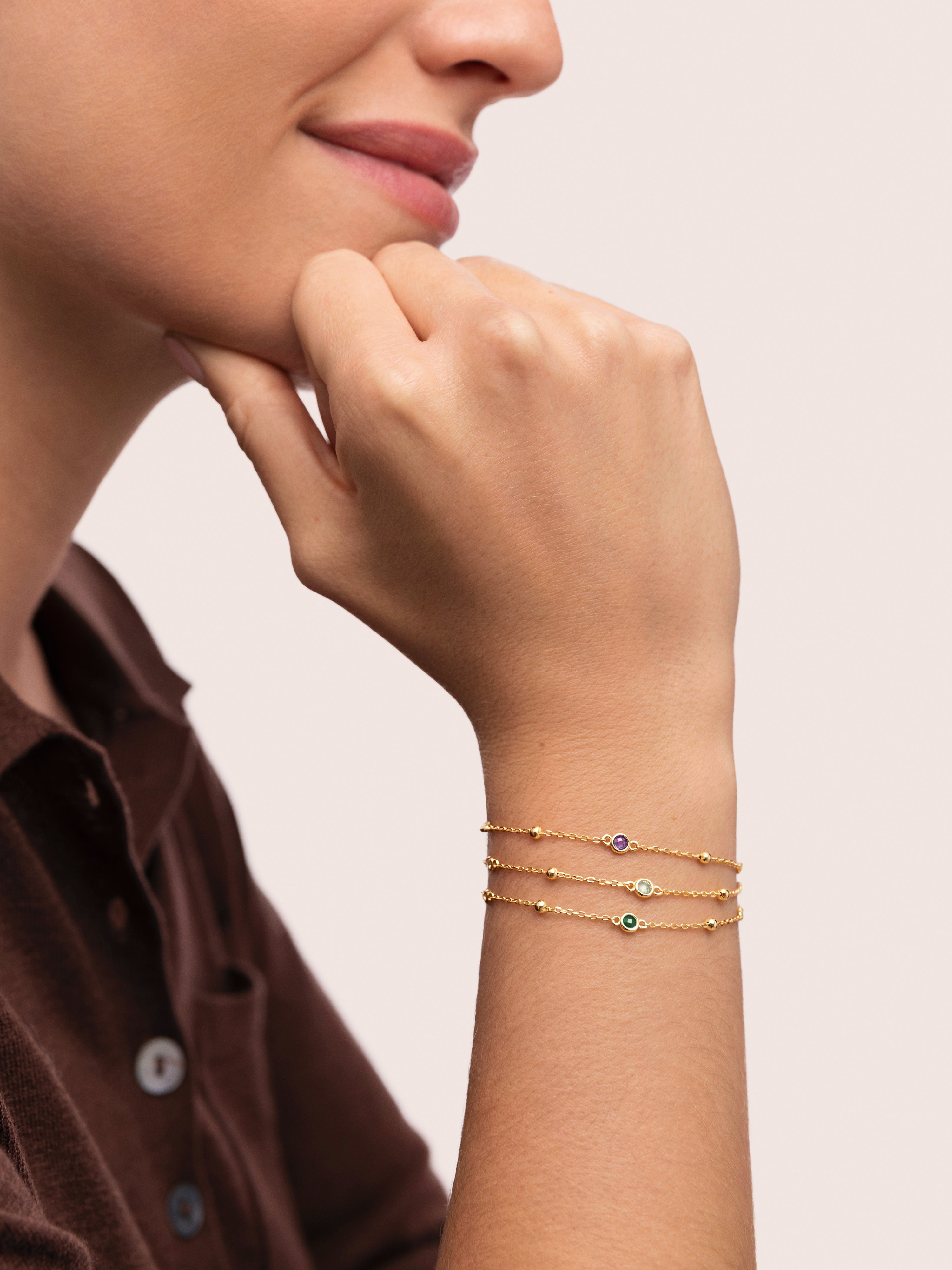 Birthstone Armband Silber, vergoldet