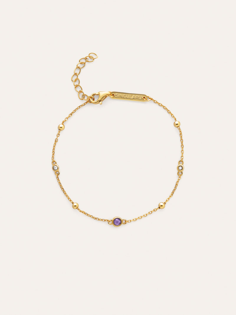 Pulseira Birthstone Prata Banho de Ouro