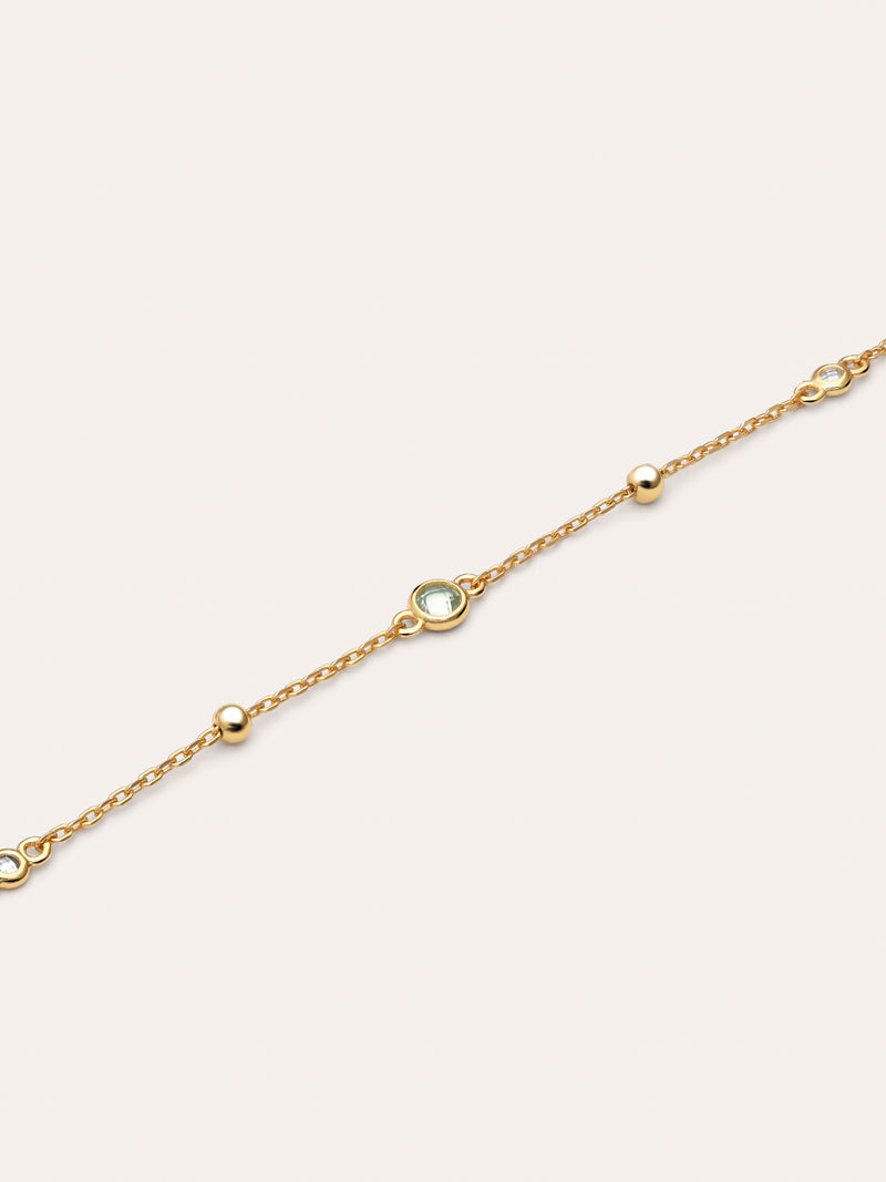 Pulseira Birthstone Prata Banho de Ouro