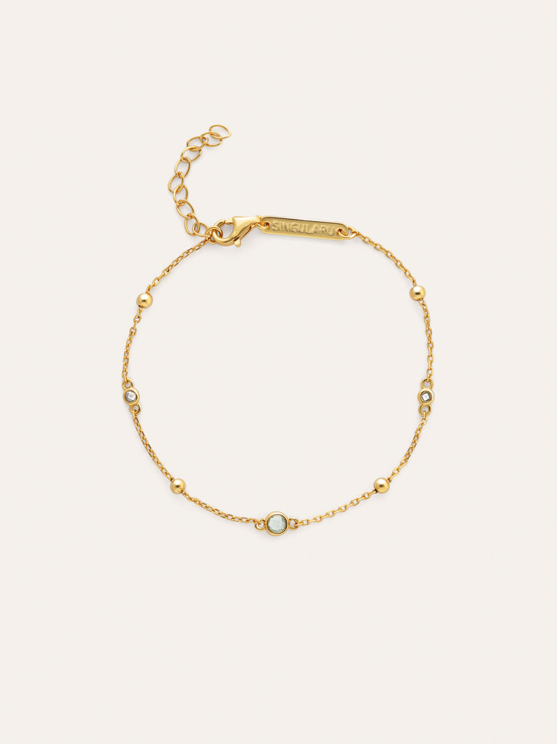 Pulseira Birthstone Prata Banho de Ouro