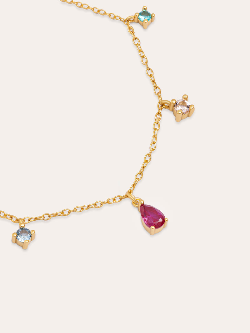 Pulseira Cascade Colors Prata Banho de Ouro