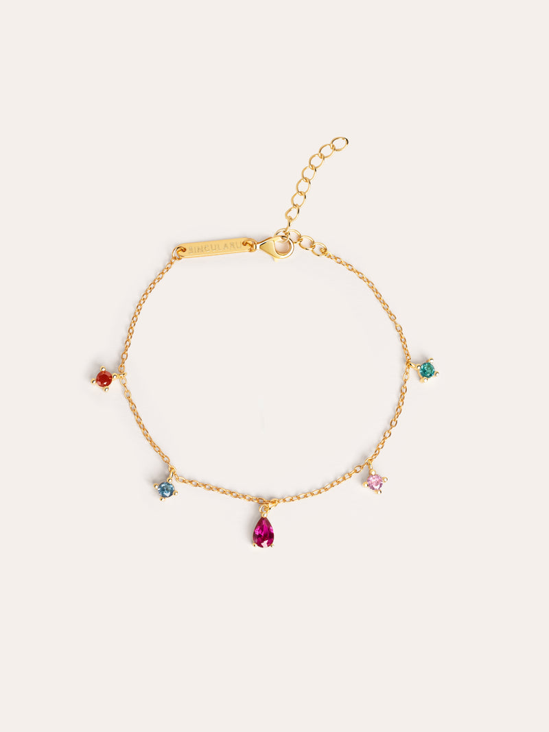Pulseira Cascade Colors Prata Banho de Ouro