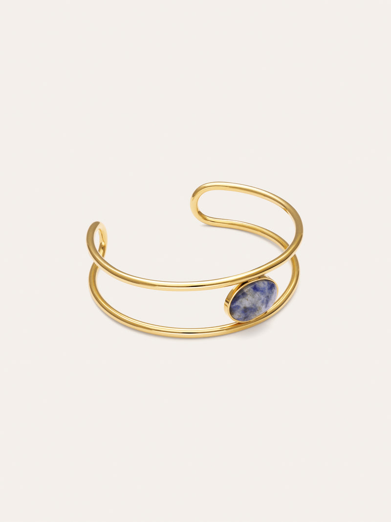 Pulseira Cianita Aço Banho Ouro