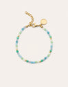 Pulsera Crystal Blue Acero Baño Oro