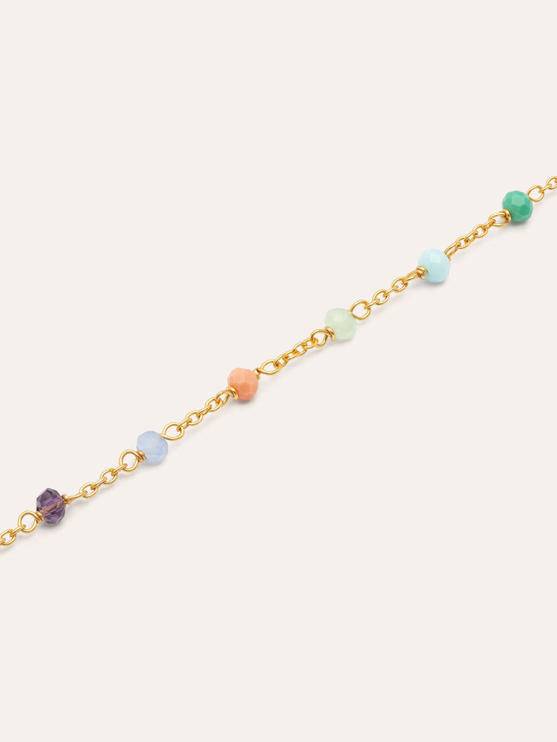 Pulseira Crystals Chain Colors Prata Banho de Ouro