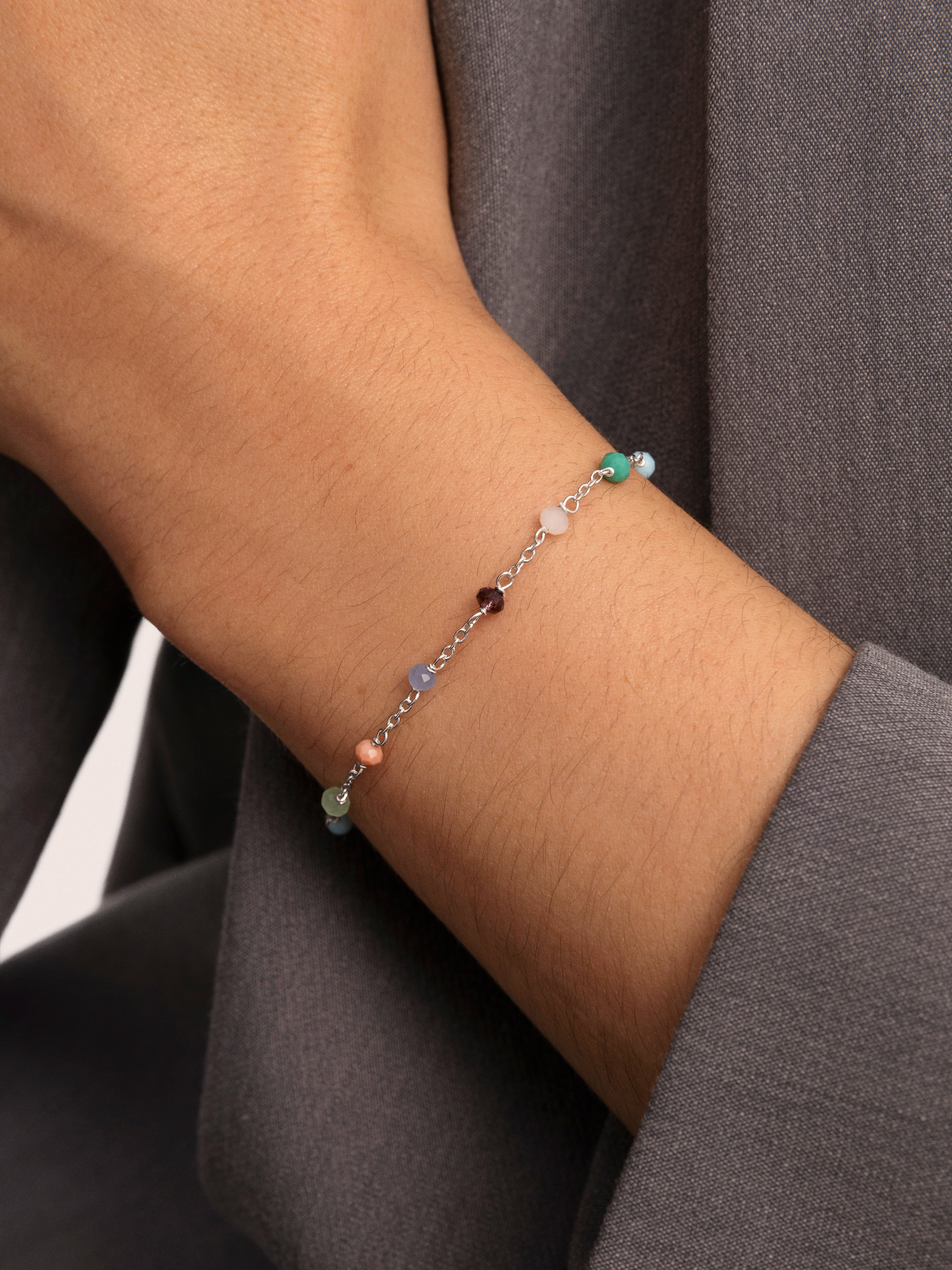Pulsera Crystals Chain Colors Plata