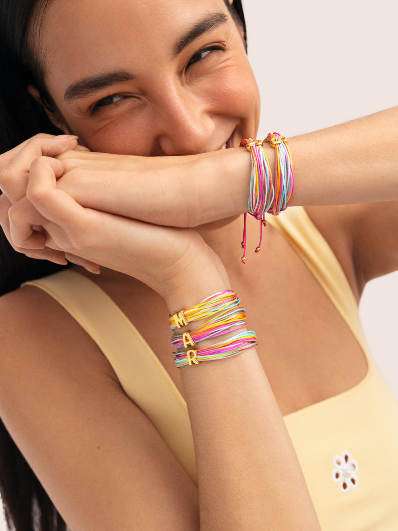 Pulsera Personalizada Color Rainbow Acero Baño Oro