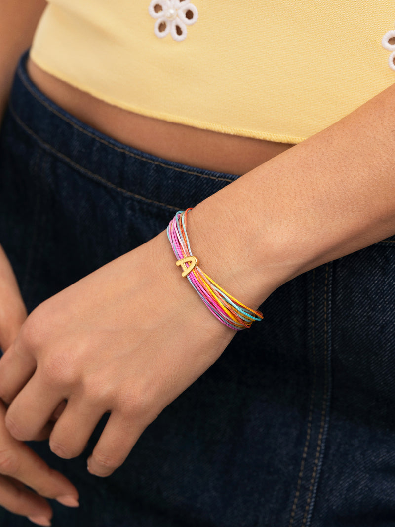 Pulsera Personalizada Color Rainbow Acero Baño Oro
