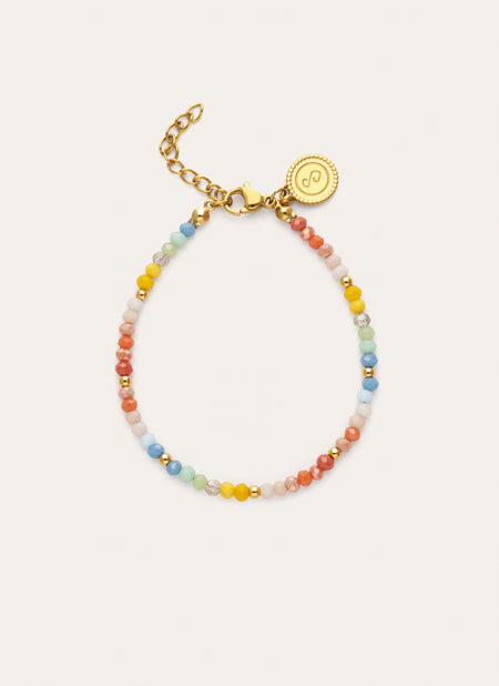 Pulsera Crystals Pastel Acero Baño Oro