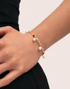 Pulsera Crystal Perlas Acero Baño Oro