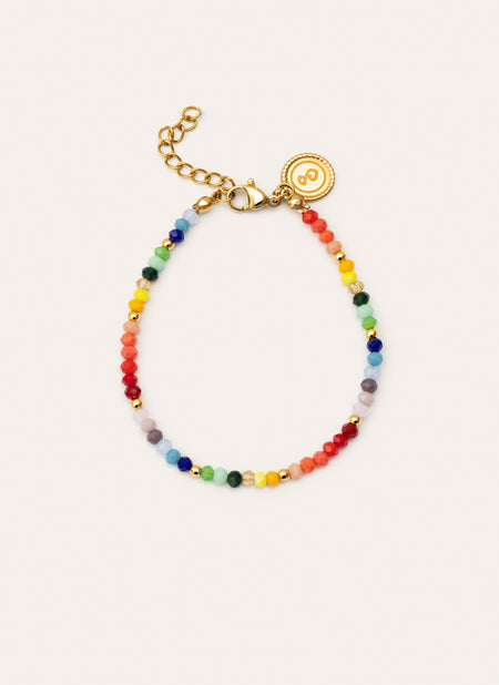 Pulsera Crystals Rainbow Acero Baño Oro