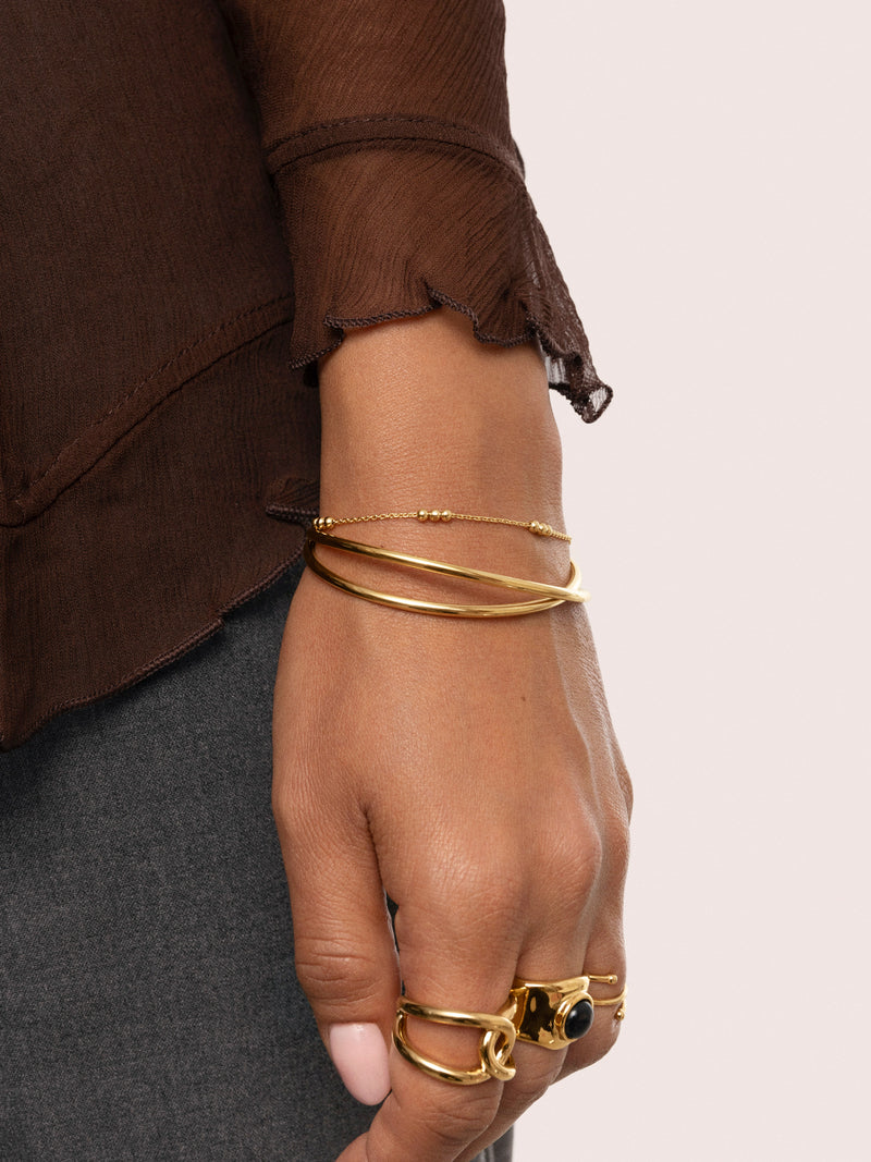 Pulsera Triple Dots Acero Baño Oro
