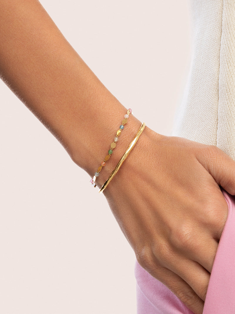 Pulsera Crystals Solar Acero Baño Oro