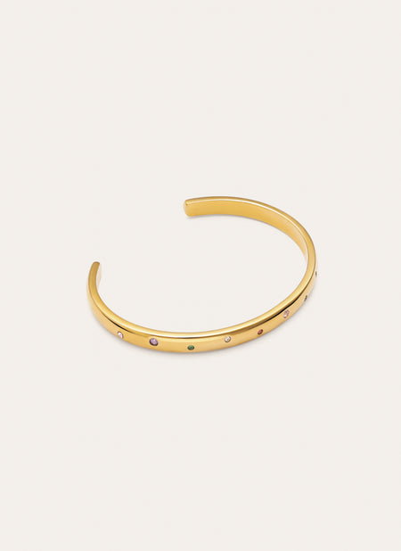 Brazalete Curve Rainbow Acero Baño Oro