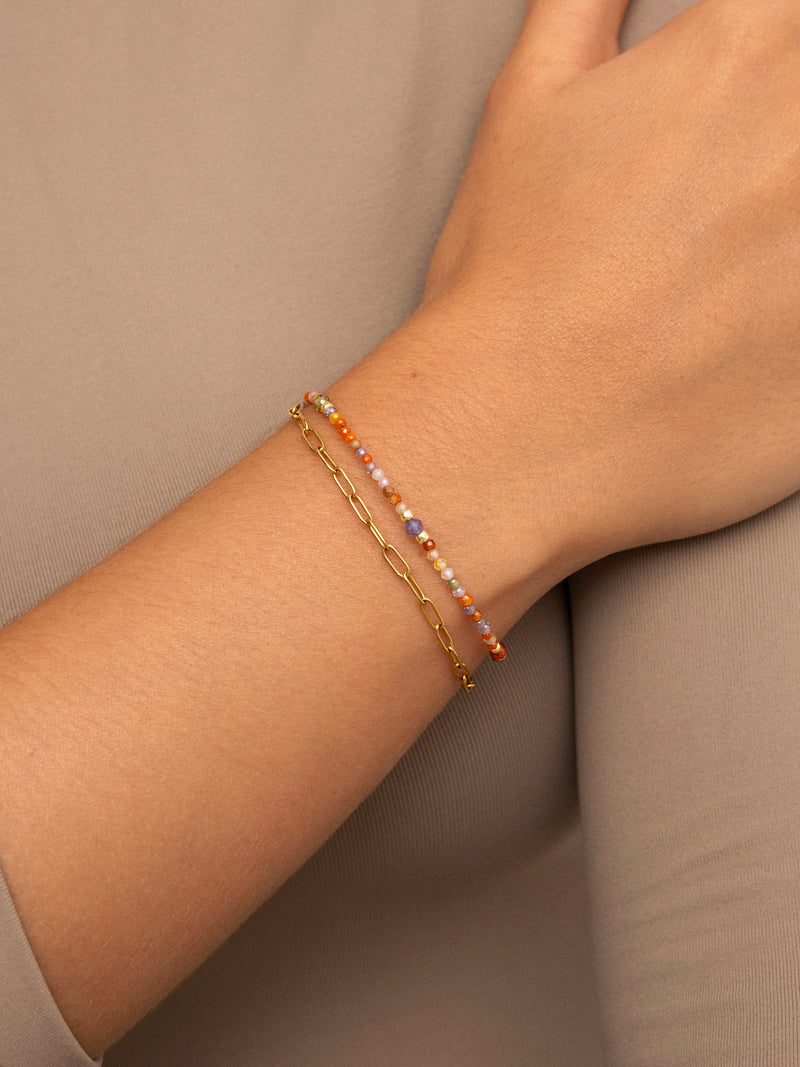 Pulseira Double Crystal Summer Aço Banho de Ouro