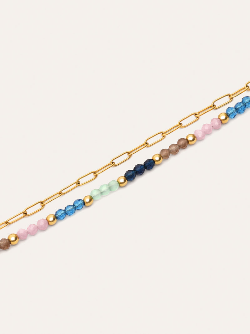 Pulsera Dye Dots Bruma Acero Baño Oro