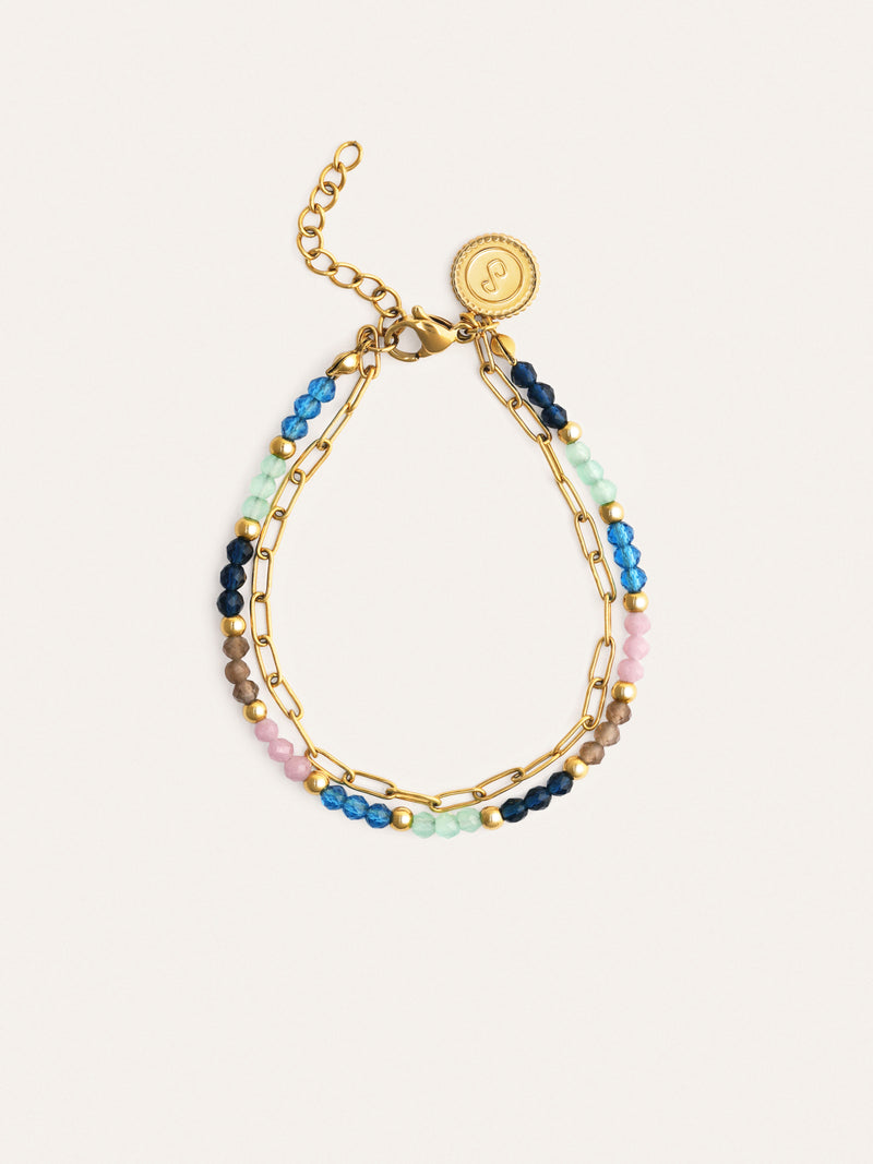 Pulsera Dye Dots Bruma Acero Baño Oro