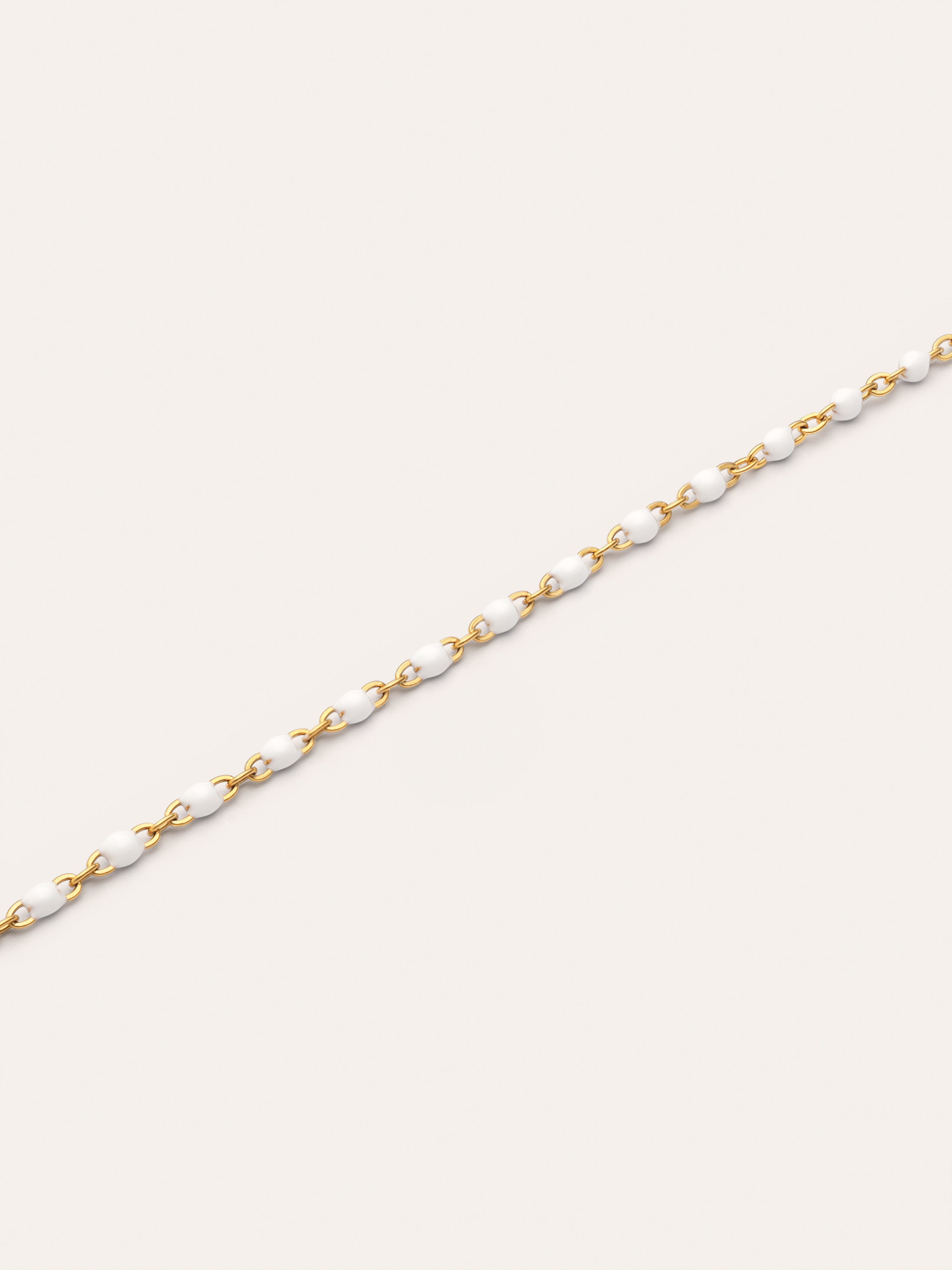 Pulseira Dots Enamel Blanco Aço Banho de Ouro