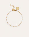 Pulseira Dots Enamel Blanco Aço Banho de Ouro