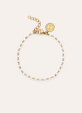 Pulseira Dots Enamel Blanco Aço Banho de Ouro