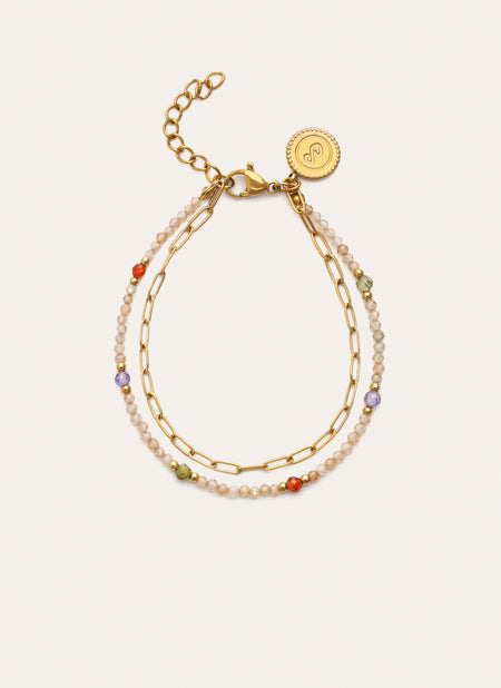 Pulsera Double Glam Acero Baño Oro